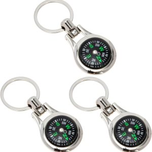Car Key Holder Portable Metal Survival Compass Keychain: 3pcs Pocket Sized Compass Key Ring for Hiking Camping Outdoors Car Keychain
