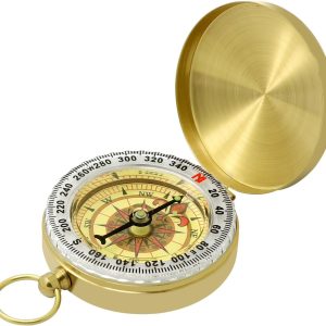 Waterproof Brass Compass for Hiking, Survival & Navigation – Large Dial Pocket Compass with Keychain Loop, Ideal Metal Brujula de Mano for Kids, Scouts, Hunting & Compass Gifts for Men