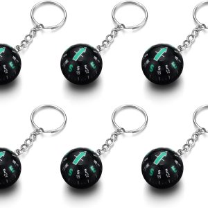 6 Pcs Compass Keychain Ball Liquid Filled Compass Ball Keychain Small Useful Outdoor Tool Gift for Camping Hiking Survival Backpacking Explore