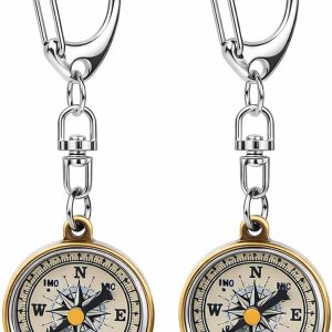 Pocket 2Pcs Outdoor Keychain Keychain for Camping Navigation Direction Tool