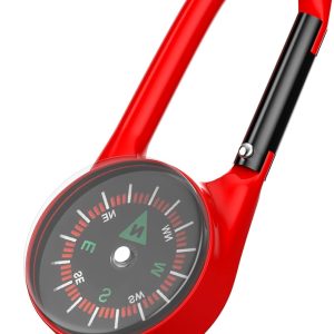 Carabiner Clip On Compass Keychain, Mini Pocket Compass for Hiking, Camping, Fishing, Portable Small Compass Survival, Lightweight Keychain Compass for Kids and Outdoor Adventures