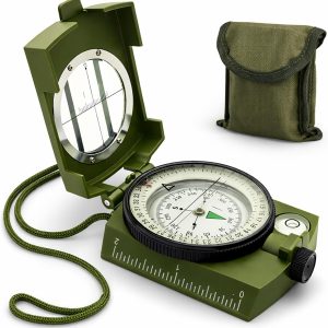 Hiking Compass for Survival, Lensatic Compass – Water-Resistant & Durable for Camping, Backpacking, Hunting, Outdoor Adventures (Plastic)