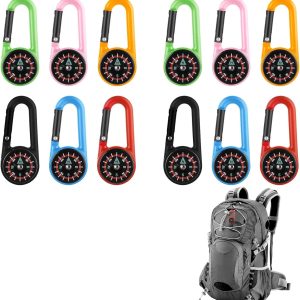 12pcs Compass Keychain for Kids,Mini Compass,Keychain Compass,Compass for Kids,Compass Bulk,Compass Metal Buckle Keychain for Kids Adults Outdoor Camping Hiking Backpacking Accessory