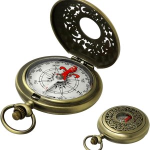 Vintage Brass Pocket Compass - Waterproof Survival Tool for Outdoor Adventures, Retro Scout Gift with Keychain for Hiking, Camping & Emergency Prep