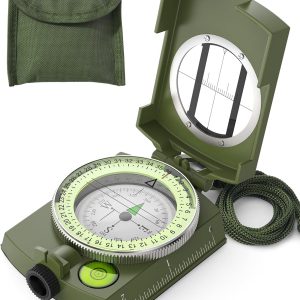 Compass: Accurate Durable Lightweight Orienteering Compass with Strap and Carrying Case, Glow in The Dark Waterproof Hiking Essentials for Camping Backpacking, Best Survival Gifts for Kids