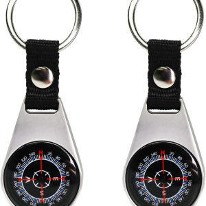 2 Pack Style Key Ring Compass | Keychain Military Magnetic Compass | Waterproof/Shockproof | Mini Metal Keychain Compass | Survival Gear Compass for Kids Hiking, Camping, Motoring, Outdoor