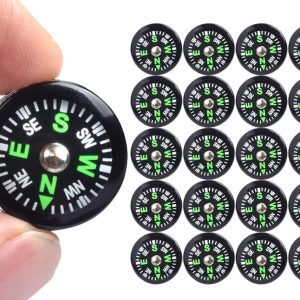 20 Pack Button Compass Mini Pocket Oil Filled Compass for Kids Hiking Survival Watch Band Paracord Camping Outdoor Activities Accessory Size Dia. 20mm