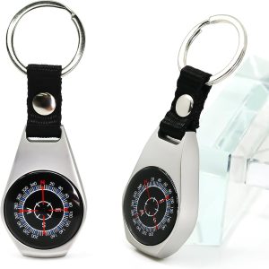 Keychain Pocket Compass Equipment, 2 Pack Key Ring Military Survival Magnetic Mini Metal Compass