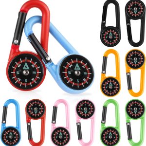12 PCS Compass Keychain, Small Pocket Magnetic Keychain Compass Colorful Survival Hiking Mini Compasses for Outdoor Camping Hiking Backpacking Accessory Party Favors
